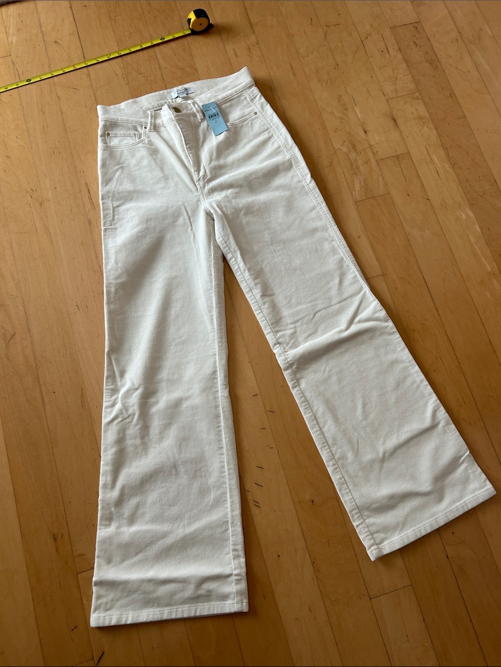 Ann Taylor Weekend Cream Corduroy Straight-Leg Pants